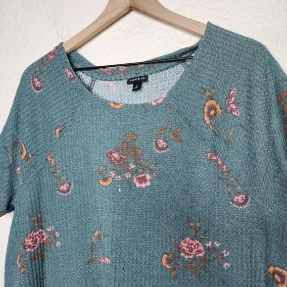 Torrid Classic Fit Waffle Crew Neck Raglan Short Sleeve Tee Women's Size 2X - Picture 7 of 7